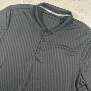 Adidas‎ Golf Climalite Mens XL Gray Striped Performance Wicking Polo Shirt